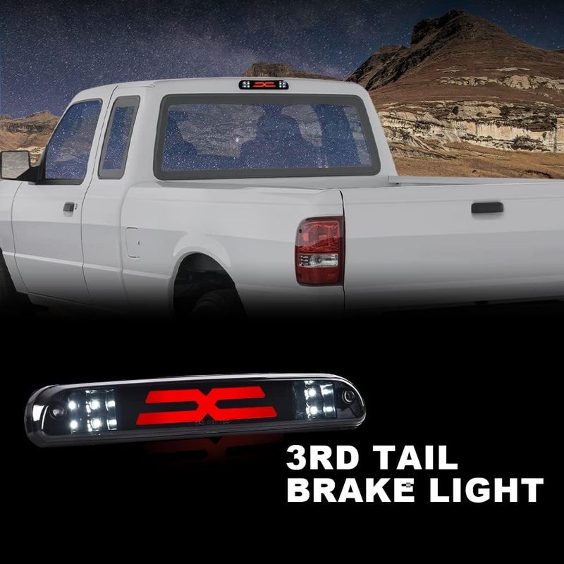 GPLUS LED Third Type X High Mount Brake Stop Light Compatible with 1993-2011 Ranger, Fit 1999-2016 F250 F350 F450 F550 Super Duty,Fit 1995-2003 Mazda B2300 B2500 B3000 B4000 Smoky Lens Black Housing - Image 4